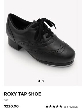 Roxy Black Leather Tap Shoes with Metal Toe and Heel Taps